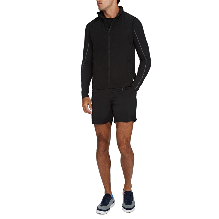 Men's modern matte black lightweight waterproof vests (with pockets)