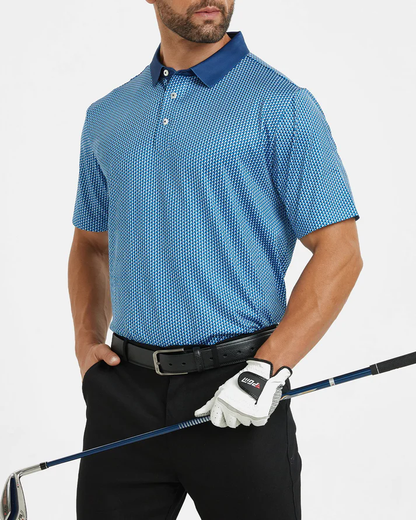 Men's Golf Polo Shirt - Blue Performance Polo for Ultimate Comfort and Style