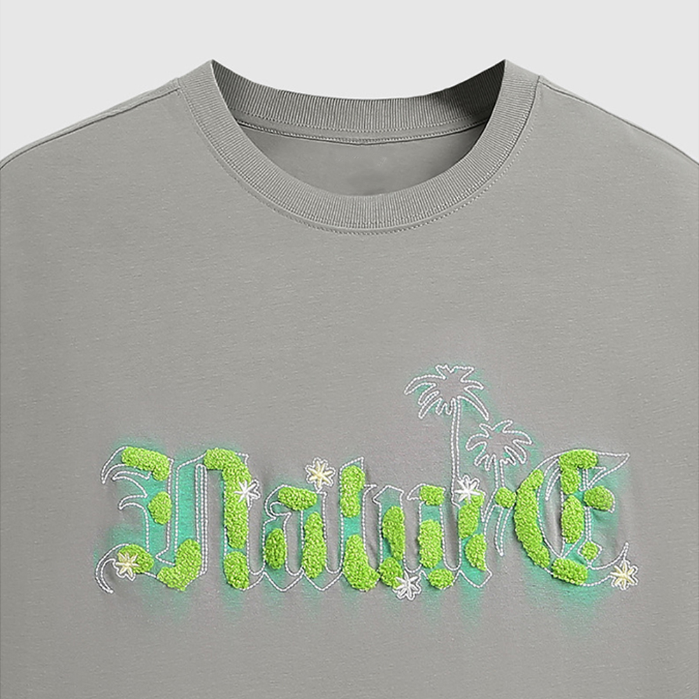 Men's Custom Plus Size Drop Shoulder 100% Heavy Cotton Men's Street Color Towel Embroidered T-Shirt