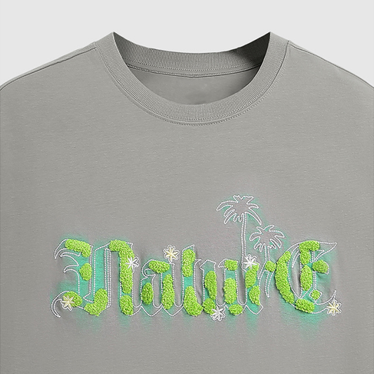 Men's Custom Plus Size Drop Shoulder 100% Heavy Cotton Men's Street Color Towel Embroidered T-Shirt