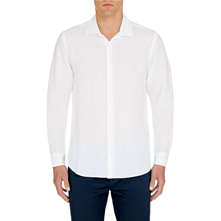 Casual Summer Plain Color Tailored Fit Cotton Linen Long Sleeve Boxy Button Shirt for Men