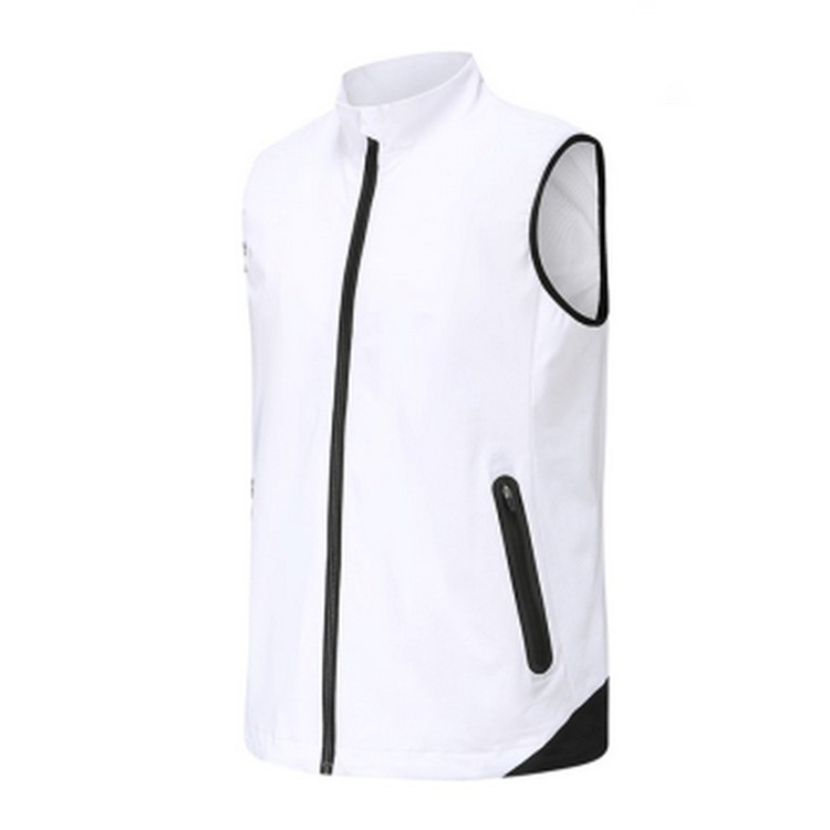 Fashionable custom logo men's practical full-zip polyester golf vests, waterproof vests with pockets