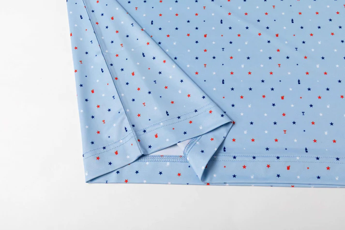 Blue Antimicrobial Polo Shirt - Quick Dry Slim Fit with American Theme