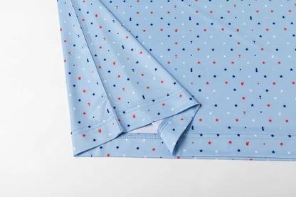 Blue Antimicrobial Polo Shirt - Quick Dry Slim Fit with American Theme
