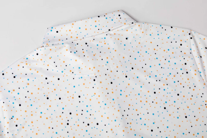 Antimicrobial Polo Shirt with Colorful Polka Dot Print and Quick-Dry Technology