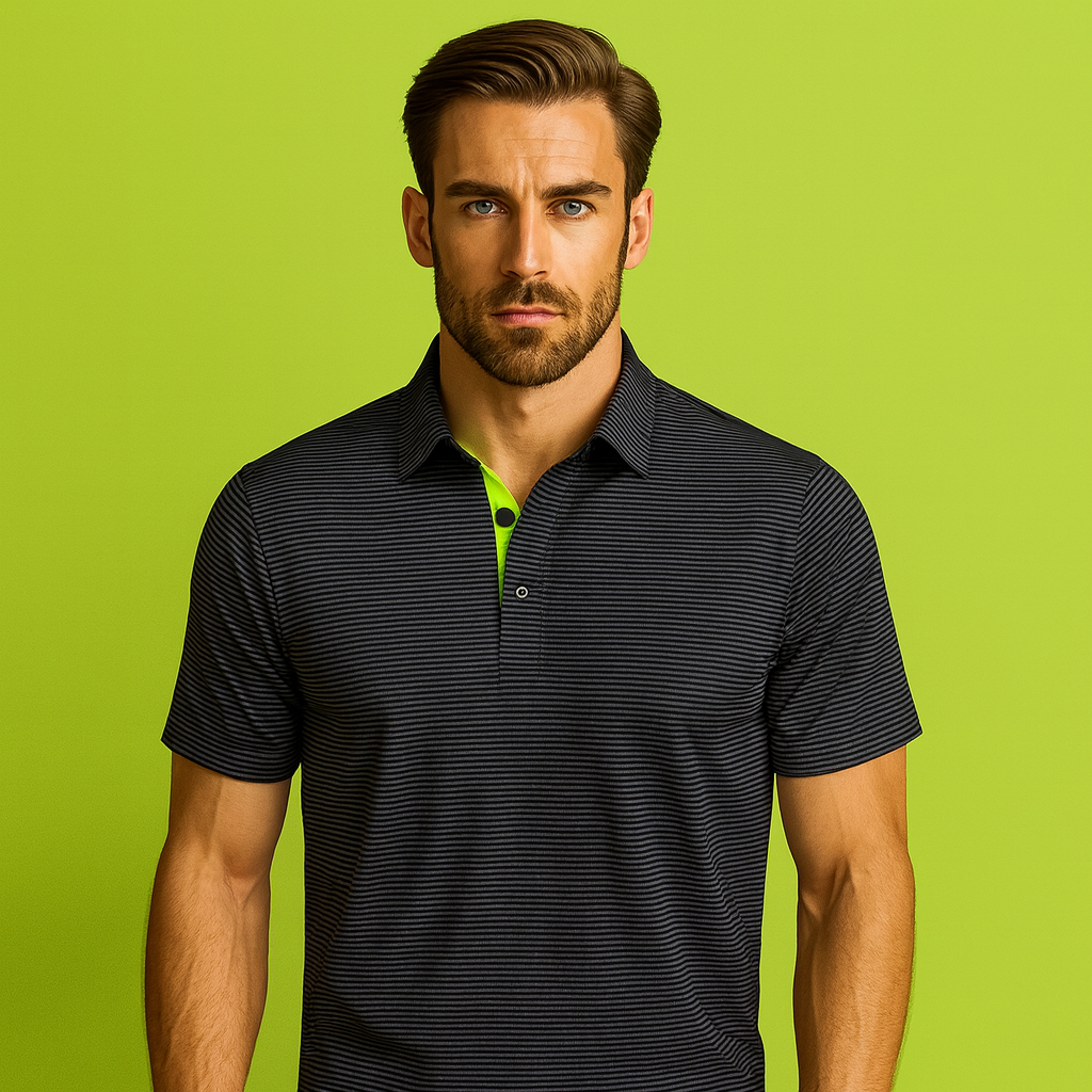 Men's Sporty Quick-Drying Golf for Polo Shirt Custom Logo Casual Stripe Print Spandex Digital for Casual Competitive Players