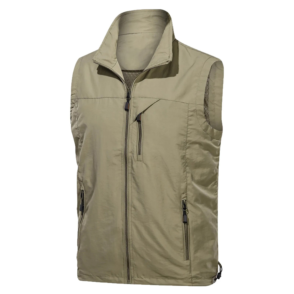 Customized logo golf sport sleeveless zippered waterproof multi-functional soft shell vests for men, men's waistcoats/jackets