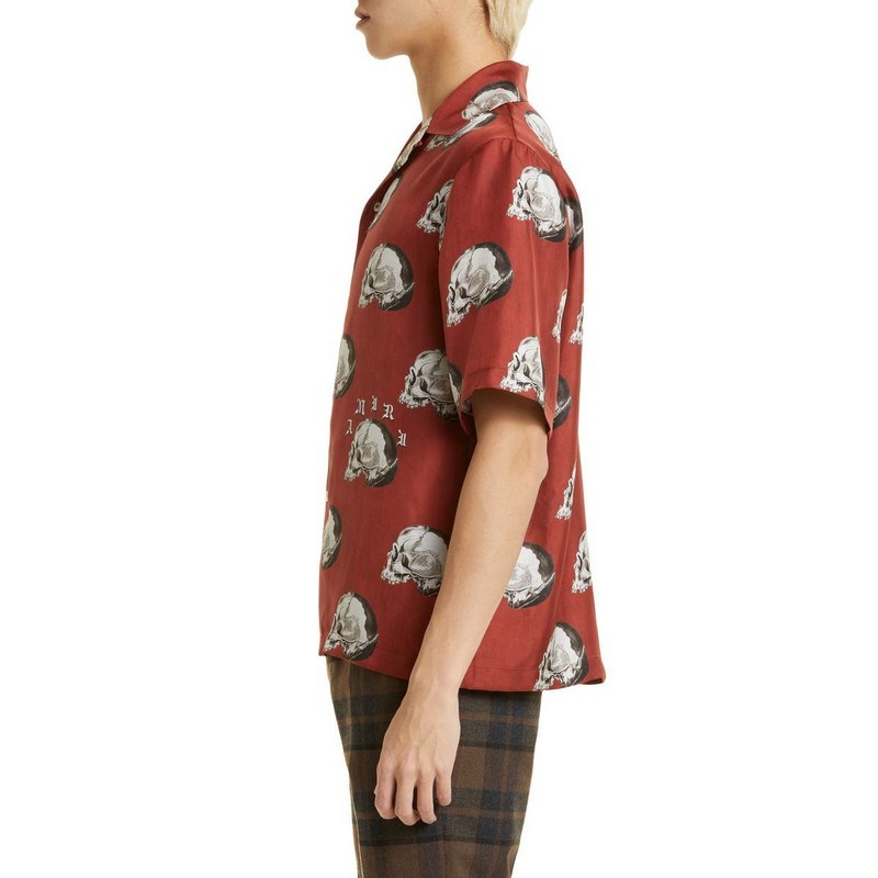 Custom Print Lang Skull Hawaiian Silk Bowling Shirt All-Over Logo Quick Dry Anti-Shrink Western Button Shirt