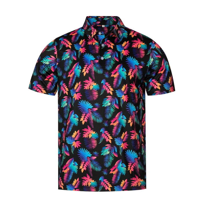 Colorful Tropical Polo Shirt - Antimicrobial Quick Dry Slim Fit