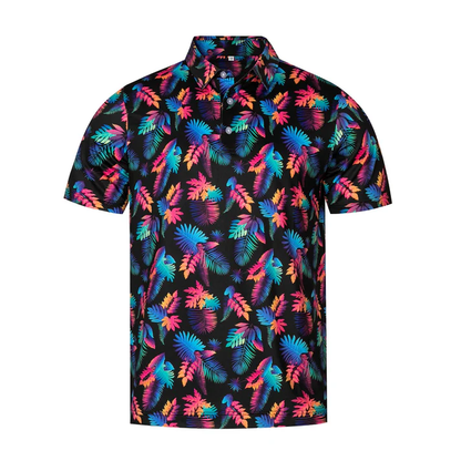 Colorful Tropical Polo Shirt - Antimicrobial Quick Dry Slim Fit