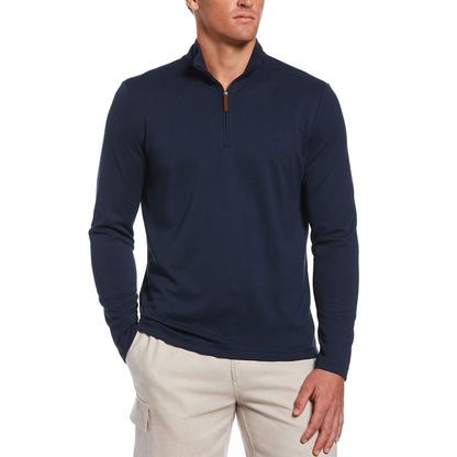 Custom logo Men's Solid Color Long Sleeve Golf Microbomb Quick Drying 1/4 Zip Pullover Golf Shirt