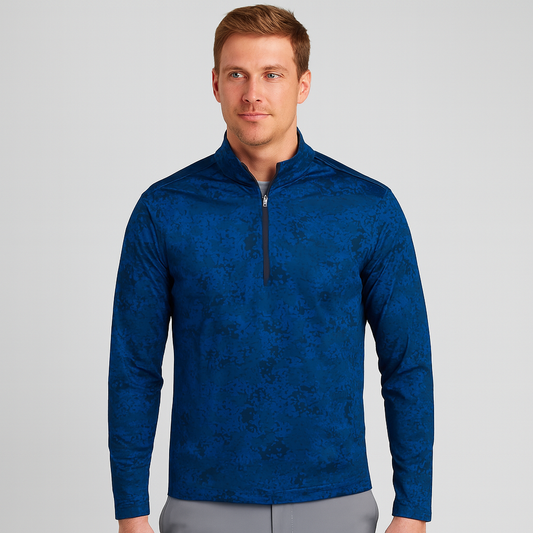 Oem Manufacturing Agreed to Make Men's Half Chest Zip-up Collar Pullover Camouflage Printed Men's Outdoor Sports Pullover