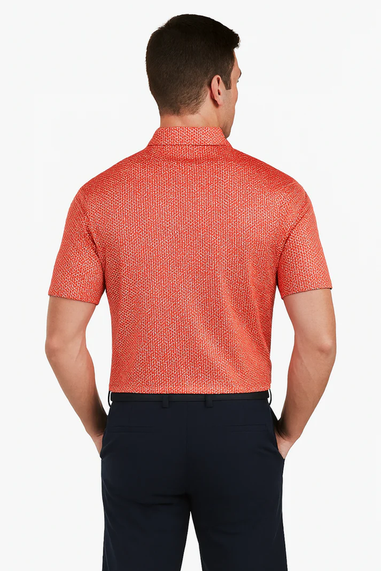 Red Houndstooth Polo Shirt - Slim Fit Antimicrobial Quick Dry Style