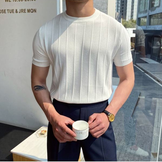 2025 Hot Sale Casual Easy Care Custom Manufacturer Classic Leisure Elastic Comfortable Men T Shirt