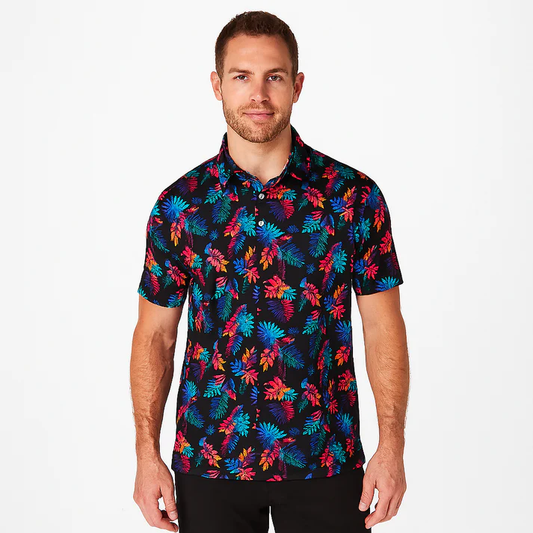 Colorful Tropical Polo Shirt - Antimicrobial Quick Dry Slim Fit
