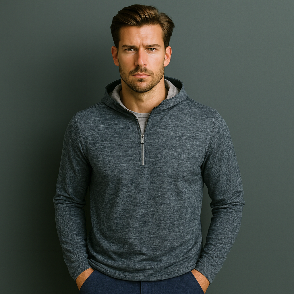 OEM Custom Men's Half Zip Sweatshirt Lightweight Quick Dry Quarter Pullover Autumn Stretch Fit Hoodies