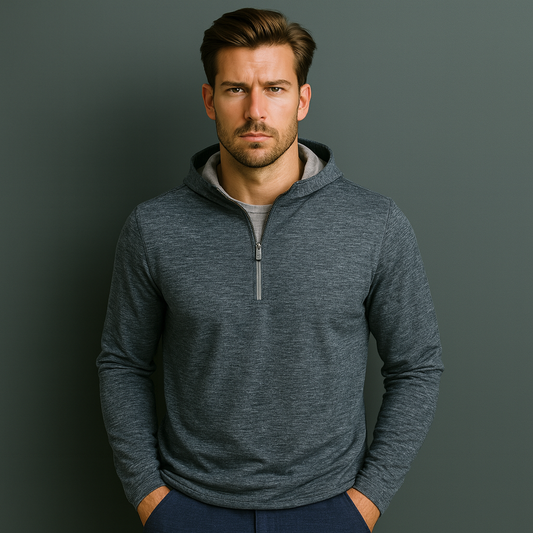 OEM Custom Men's Half Zip Sweatshirt Lightweight Quick Dry Quarter Pullover Autumn Stretch Fit Hoodies